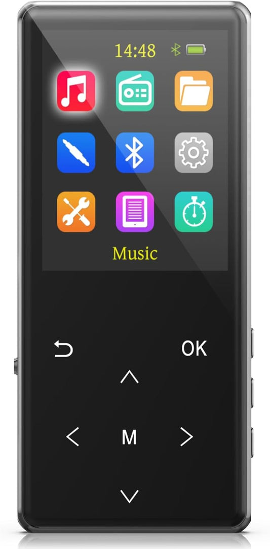 32GB MP3 Player, Portable Digital Lossless Music Player Built-in HD Speaker, FM Radio Recording, One Button Recording, 2.4 in Screen Black
