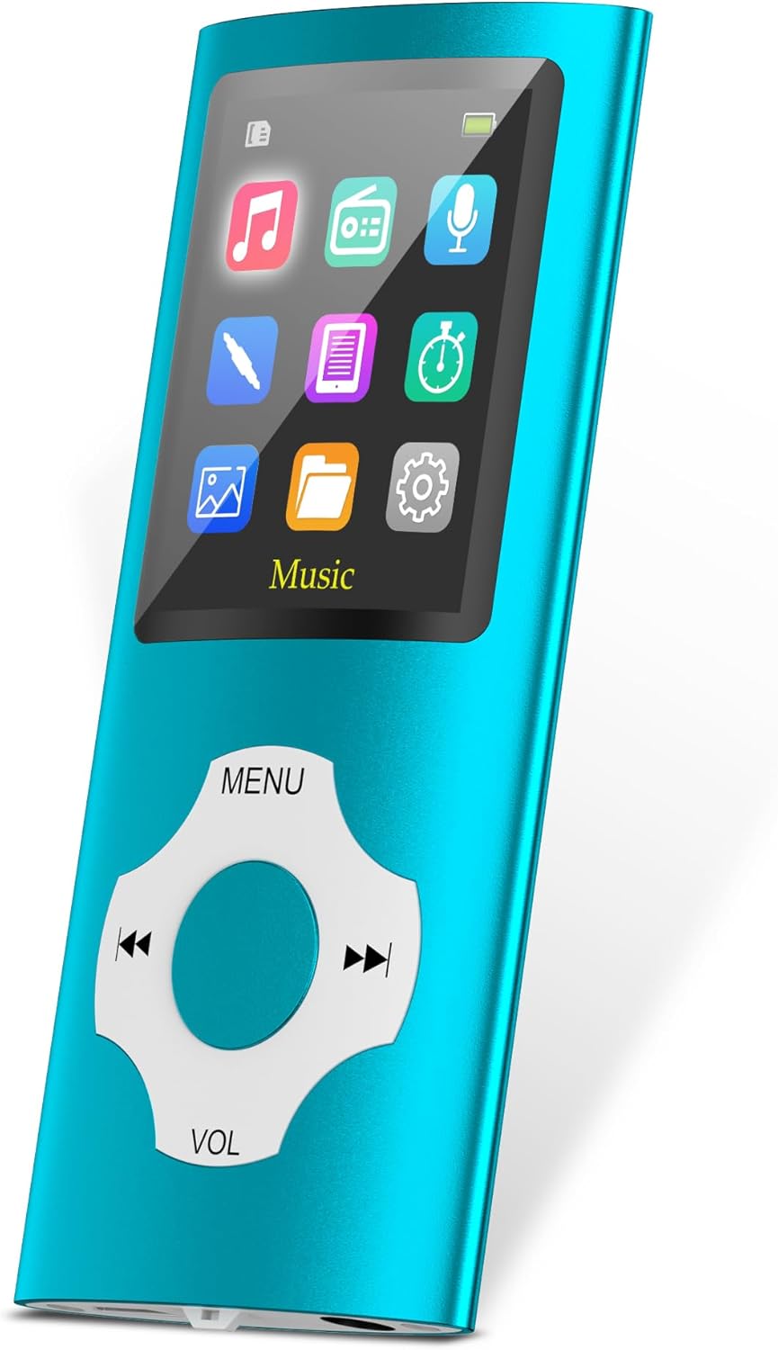 MP3 Player, AUOKING MP3 Player with 32GB, Hi-Fi Lossless Sound, Voice Recorder, E-Book and FM Radio Recorder, Supporting Expandable Memory up to 128GB(Blue)