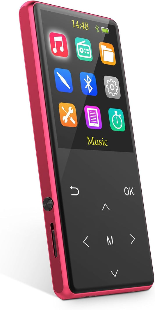 32GB MP3 Player, Portable Digital Lossless Music Player Built-in HD Speaker, FM Radio Recording, One Button Recording, 2.4 in Screen Red