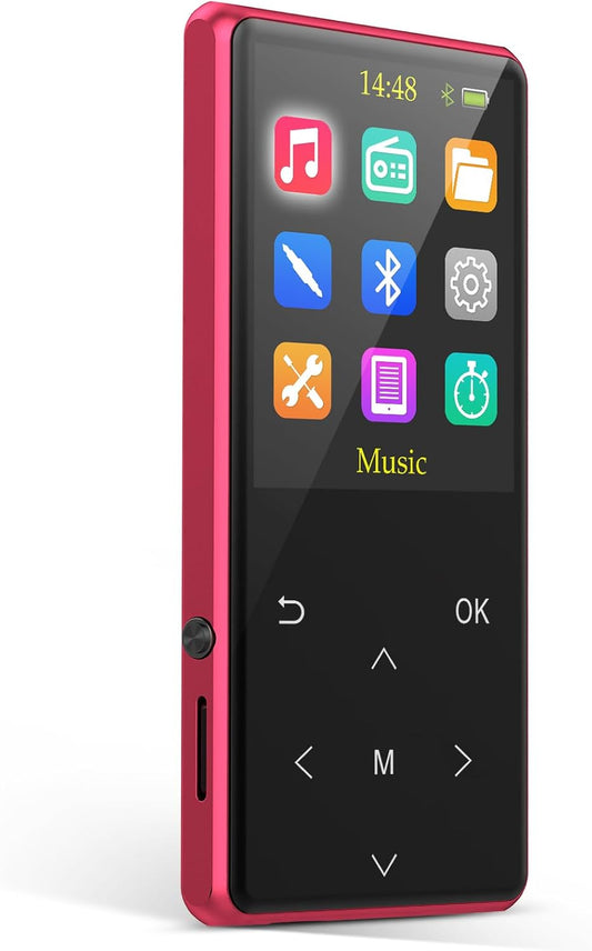 16GB MP3 Player, Portable Digital Lossless Music Player Built-in HD Speaker, FM Radio Recording, One Button Recording, 2.4 in Screen Red