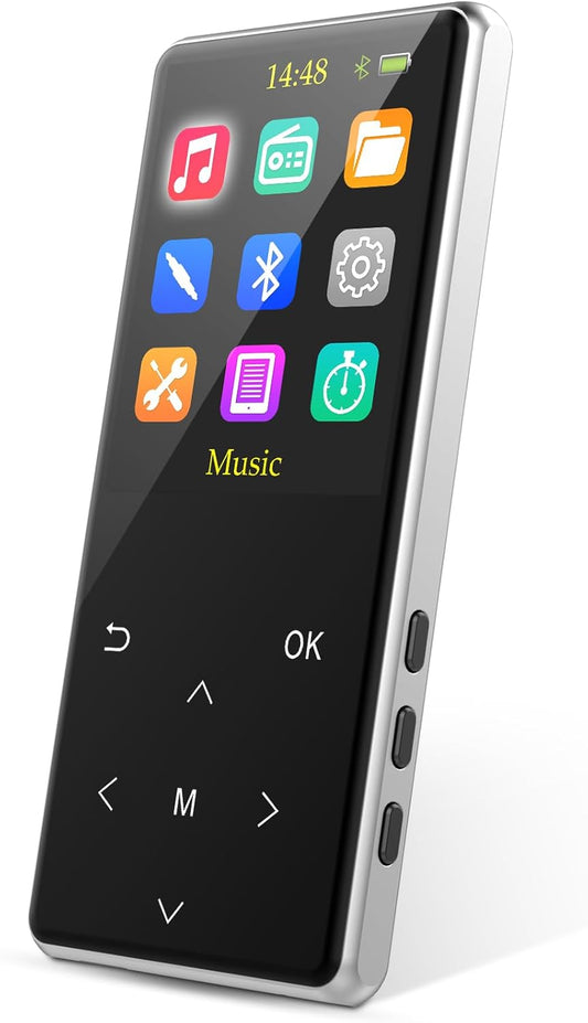 32GB MP3 Player, Portable Digital Lossless Music Player Built-in HD Speaker, FM Radio Recording, One Button Recording, 2.4 in Screen White