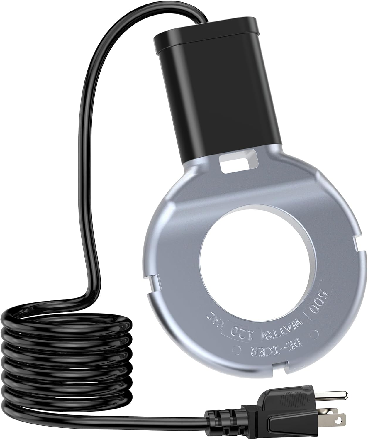 500W Utility De-Icer, Thermostatic Control Bird Bath Heater De-icer, Chicken Water Heater, Stock Tank Heater for Livestock Poultry Birds, Cows, Horses, Wildlife Drinkingwith 10FT Power Cord (Silver)