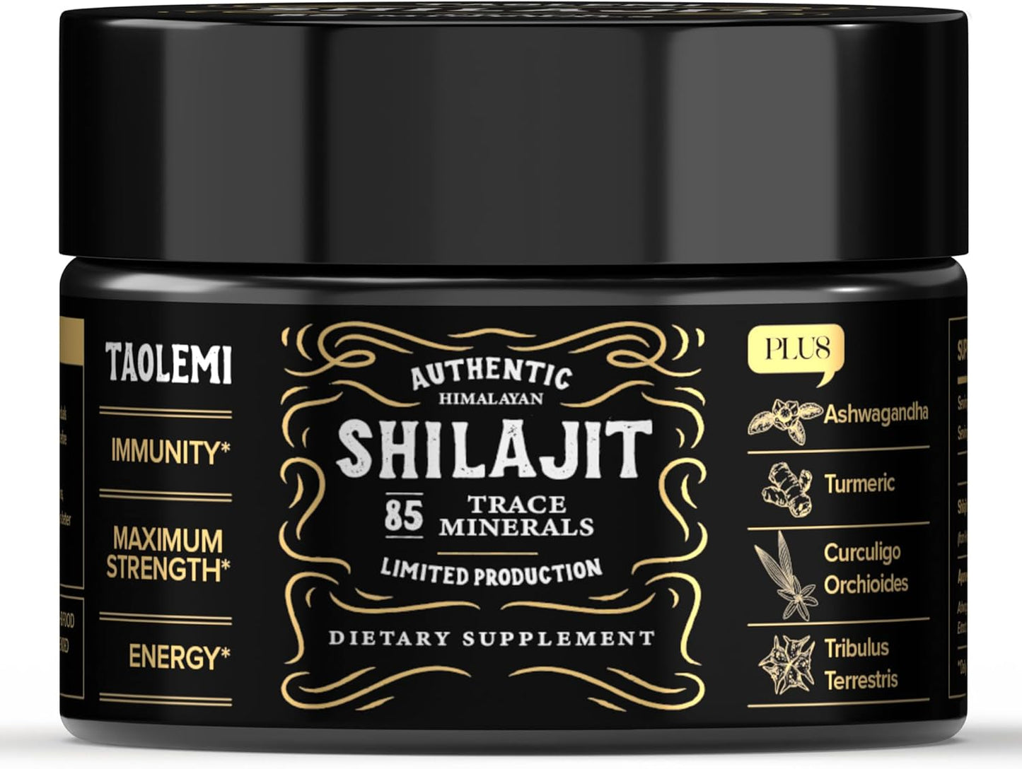 Shilajit Pure Himalayan Organic, 47g Jar Natural Shilajit Resin for Men & Women, 85+ Trace Minerals & Fulvic Acid, Pure Himalayan Extract, Natural Energy and Vitality Enhancer, 62.5 Ser