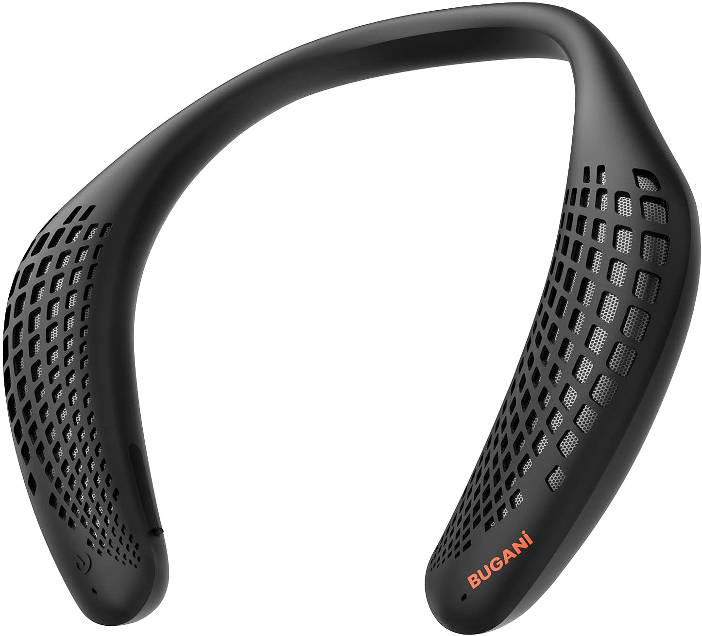 BUGANI Wearable Speaker, Neckband Bluetooth Speaker, Portable Bluetooth Speakers, True Stereo Sound, Bluetooth 5.0 Built-in Mic, IPX5 Waterproof, Suitable for Games, Hiking, Biking, Black