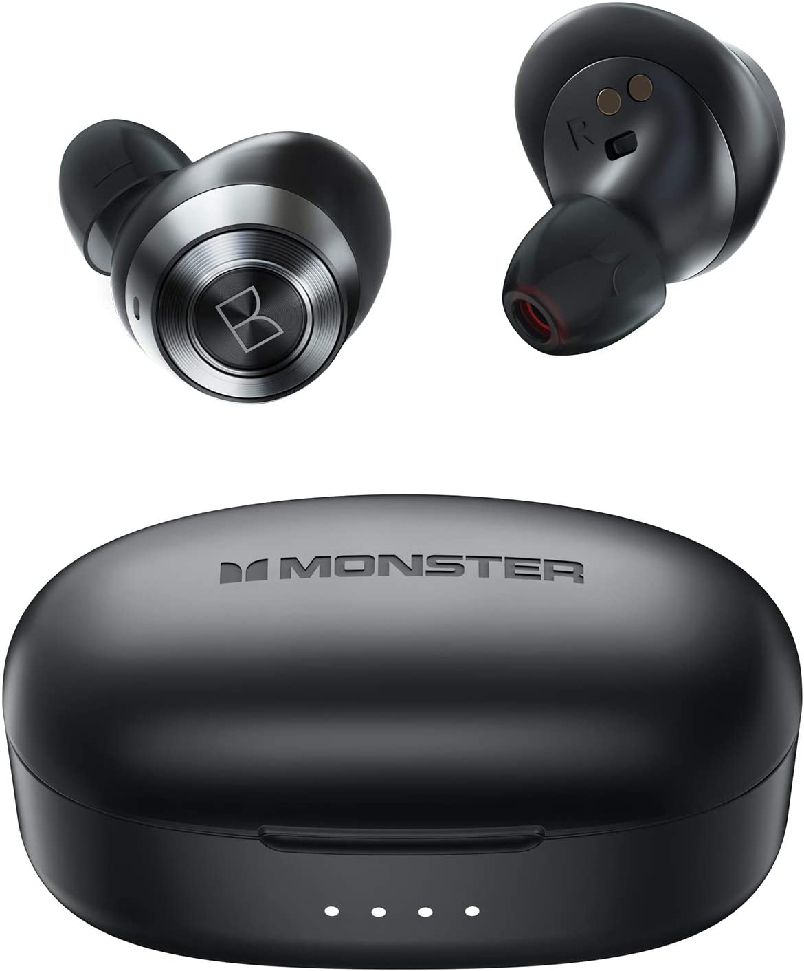Monster Achieve 100 AirLinks Wireless Earbuds, Super Fast Charge, Bluetooth 5.0 in-Ear Stereo Headphones with USB-C Charging Case, Built-in Mic for Clear Calls, Water Resistant Design for Sports