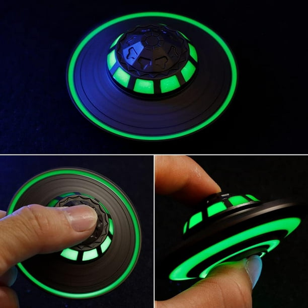 Blue Mars UFO Fidget Spinner Spaceship Toy for Kids Adults, Glow in The Dark Handheld Metal Hand Finger Spinner