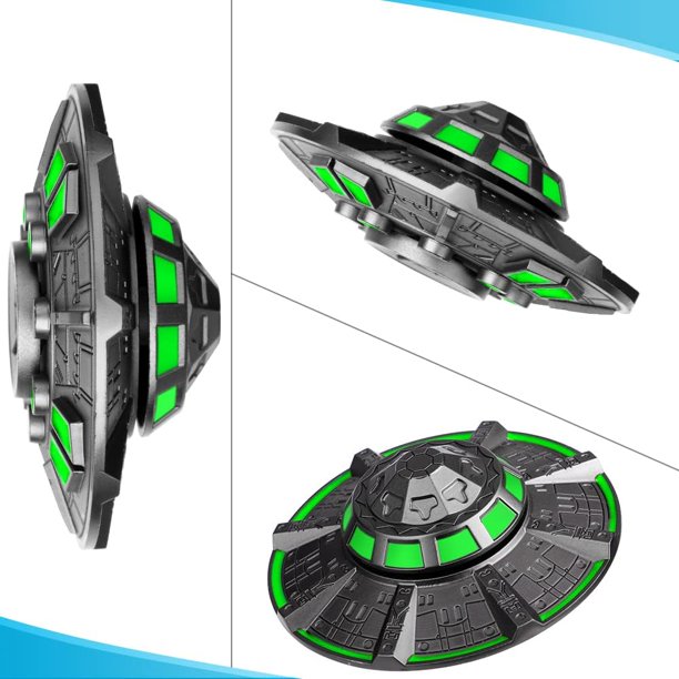 Blue Mars UFO Fidget Spinner Spaceship Toy for Kids Adults, Glow in The Dark Handheld Metal Hand Finger Spinner