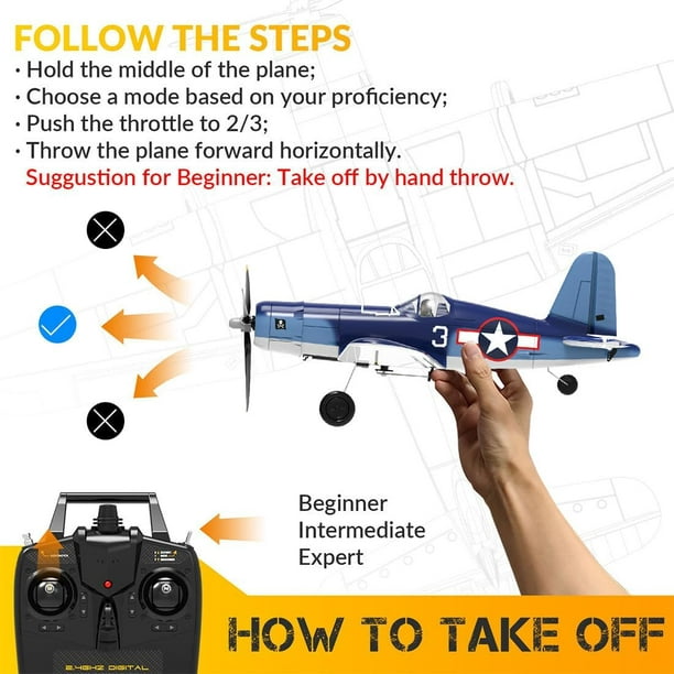 Blue Mars RC Plane, F4U Corsair 2.4G 4CH Remote Control Electric Fighter Aircraft Ready to Fly, EPP Foam Flight Stabilizer System