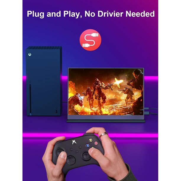 Blue Mars Portable Monitor, MagicRaven 16" 1920x1200 IPS Gaming Monitor for laptop, Dual USB C HDMI Computer Display with Speakers