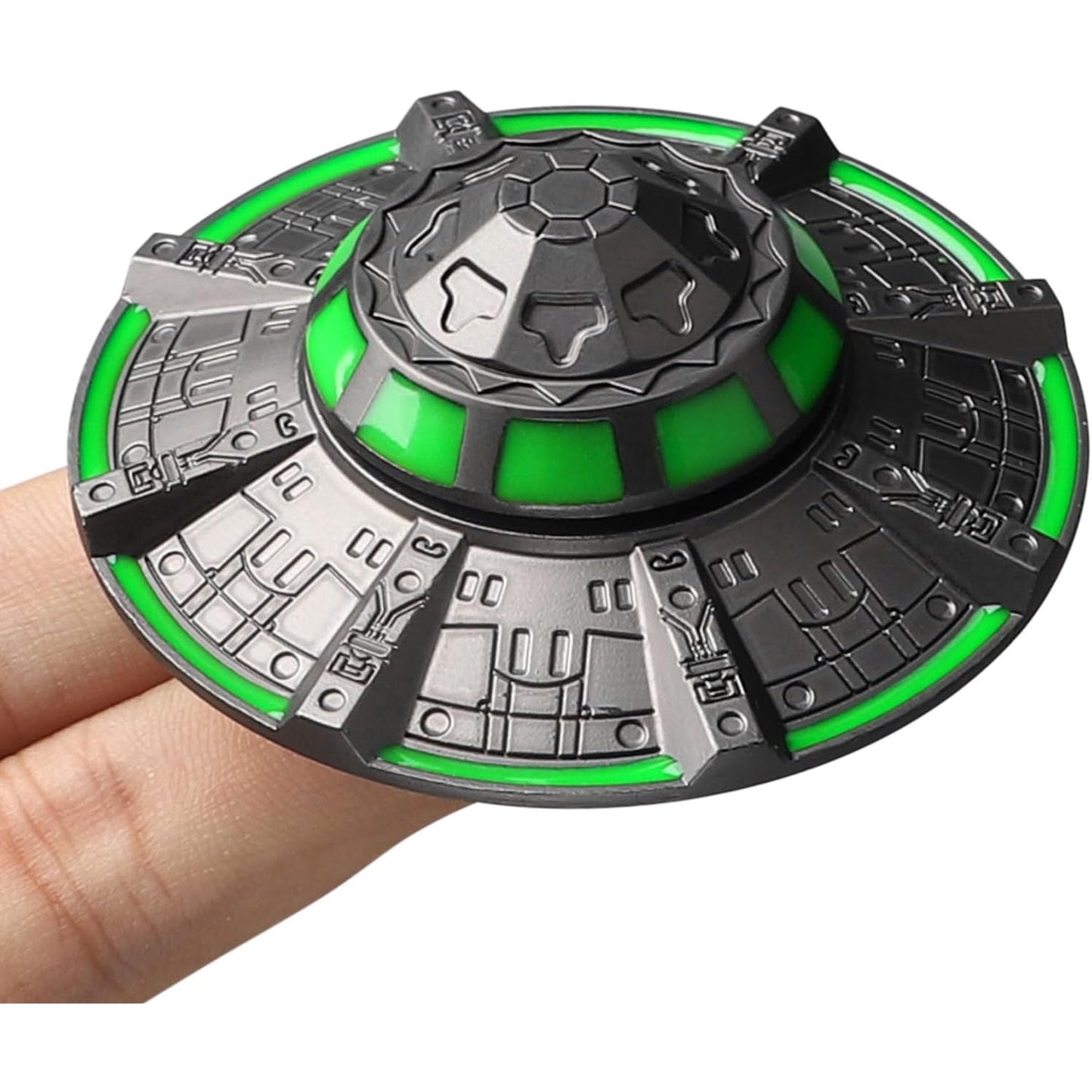 Blue Mars UFO Fidget Spinner Spaceship Toy for Kids Adults, Glow in The Dark Handheld Metal Hand Finger Spinner