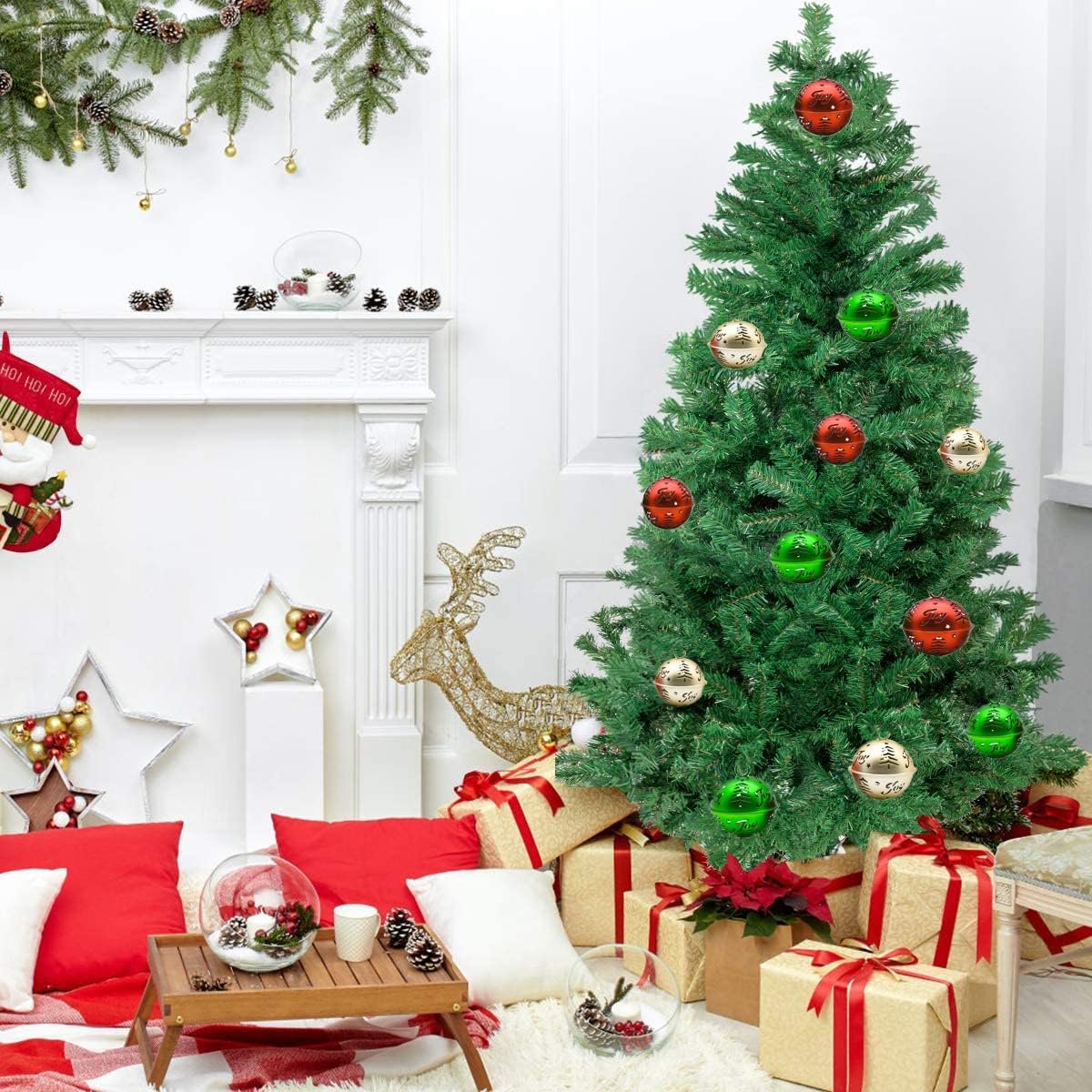 Blue Mars Christmas Jingle Bell Big Hollow Bell Colorful Xmas Tree Bell Metal Sleigh Bell for House/Party
