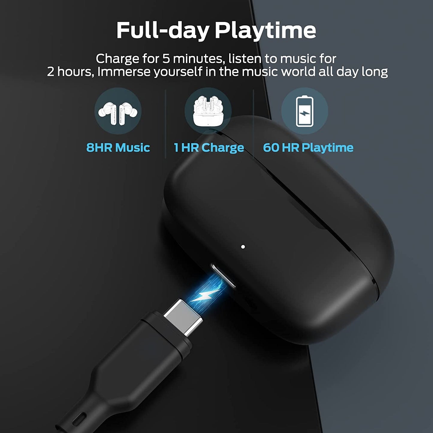 Monster N-Lite Clear Talk Wireless Earbuds Bluetooth 5.3 Headphones with CVC 8.0 Noise Reduction, IPX8 Waterproof in-Ear Stereo Earphones 60H Playtime, Bluetooth Earbuds with Fast Charging for Sport