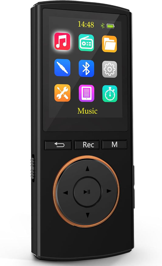 MP3 Player Safuciiv with Bluetooth 5.2, 16GB, One-Touch Recording, FM Radio & Lossless Sound Quality - High-Fidelity Audio, Lightweight, Suitable for Music Lovers, Black