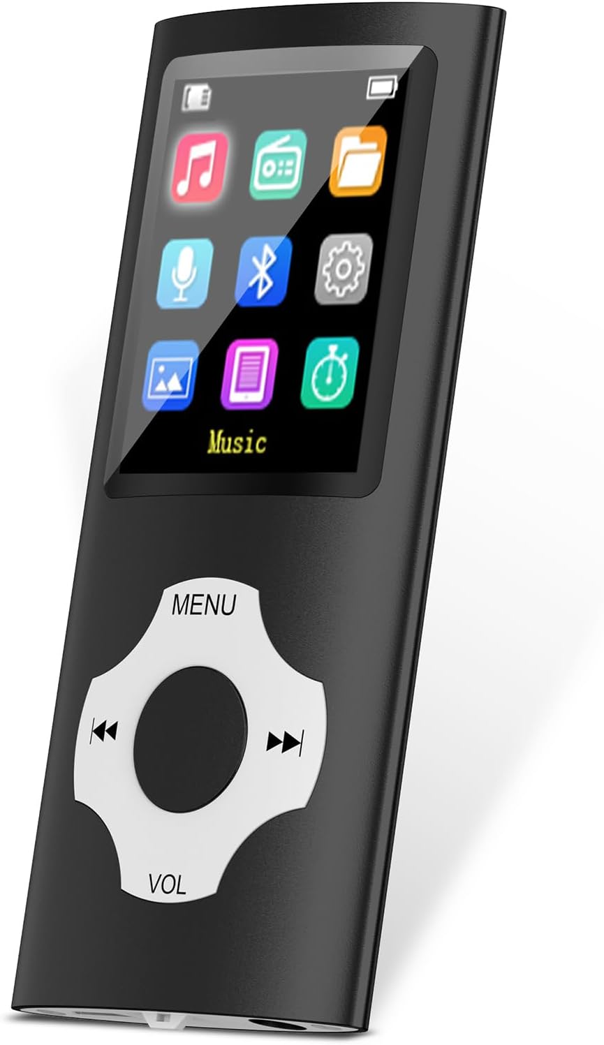 MP3 Player, AUOKING 32GB MP3 Player with Bluetooth V5.3 Hi-Fi Lossless Sound, Voice Recorder, E-Book and FM Radio Recorder, Supporting Expandable Memory up to 128GB(Black)