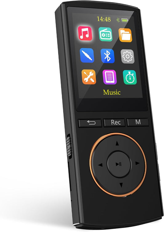 MP3 Player, 8GB MP3 Players, Bluetooth 5.2, Lossless Sound Quality, FM Radio, One-Touch Recording - Compact, Premium Audio Experience for Music Enthusiasts, Black