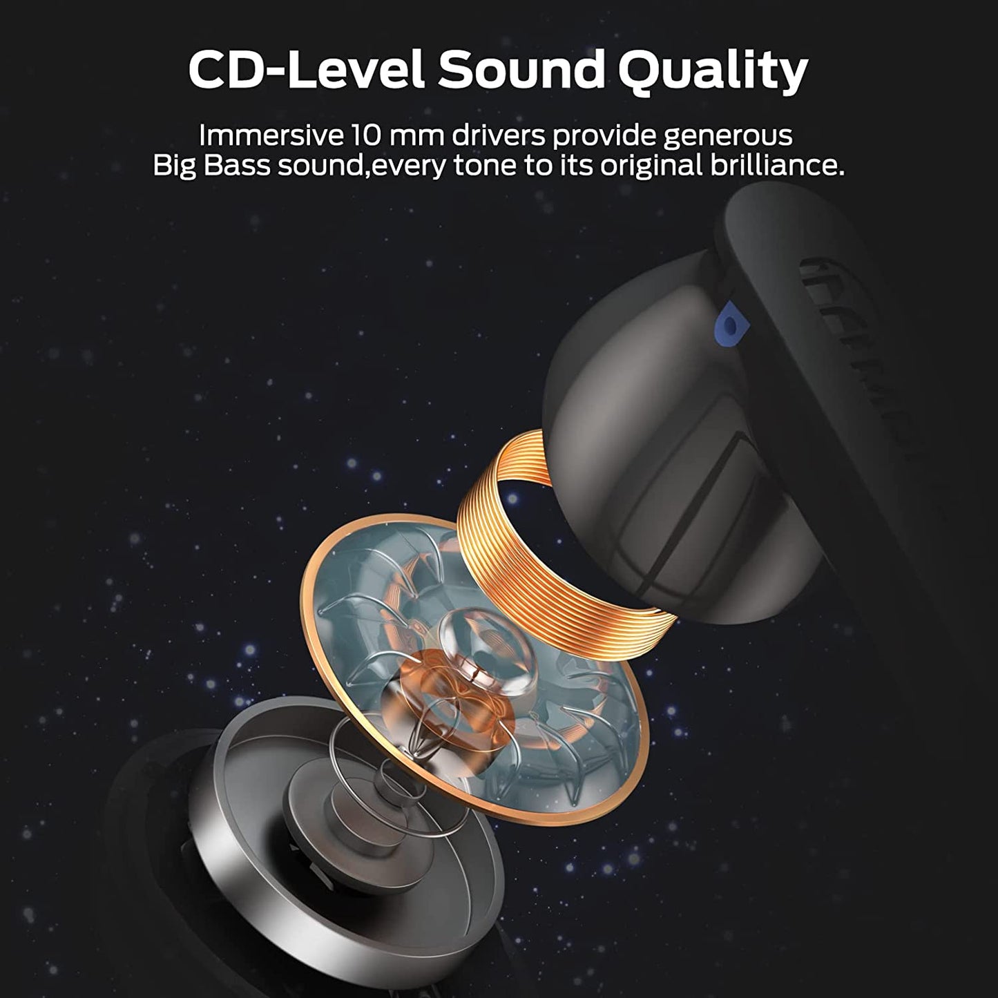 Monster N-Lite Clear Talk Wireless Earbuds Bluetooth 5.3 Headphones with CVC 8.0 Noise Reduction, IPX8 Waterproof in-Ear Stereo Earphones 60H Playtime, Bluetooth Earbuds with Fast Charging for Sport
