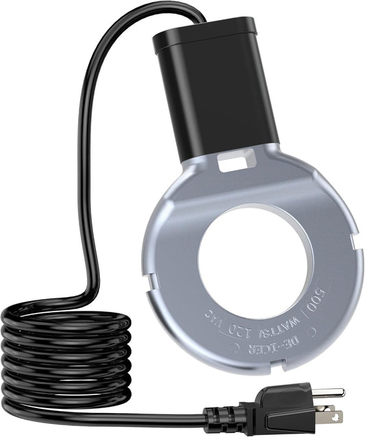 500W Utility De-Icer, Thermostatic Control Bird Bath Heater De-icer, Chicken Water Heater, Stock Tank Heater for Livestock Poultry Birds, Cows, Horses, Wildlife Drinkingwith 10FT Power Cord (Silver)