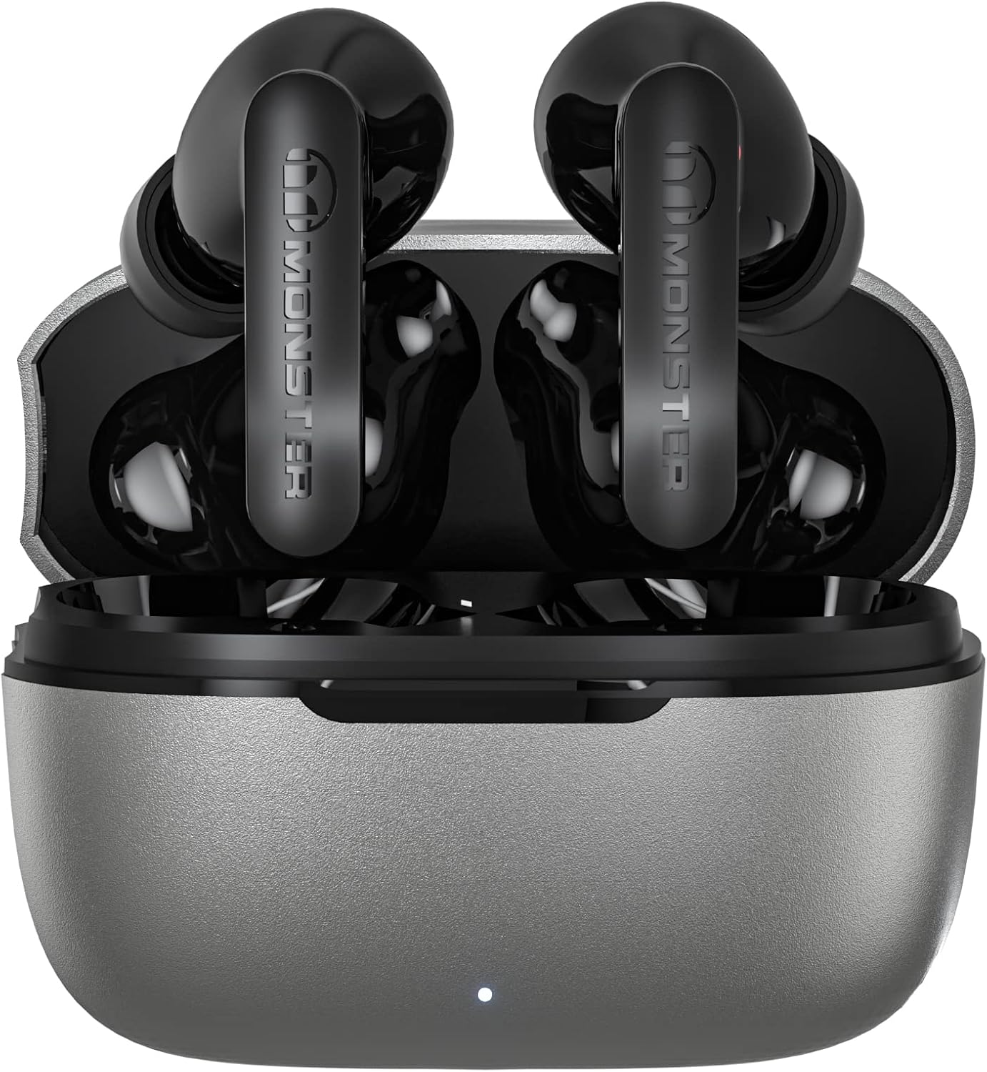 Monster N-Lite Clear Talk Wireless Earbuds Bluetooth 5.3 Headphones with CVC 8.0 Noise Reduction, IPX8 Waterproof in-Ear Stereo Earphones 60H Playtime, Bluetooth Earbuds Silver Gray