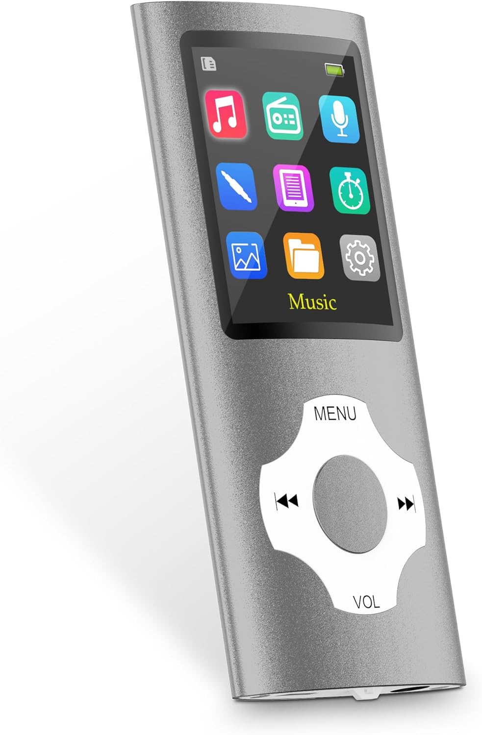 MP3 Player, AUOKING MP3 Player with 32GB, Hi-Fi Lossless Sound, Voice Recorder, E-Book and FM Radio Recorder, Supporting Expandable Memory up to 128GB(Silvery)