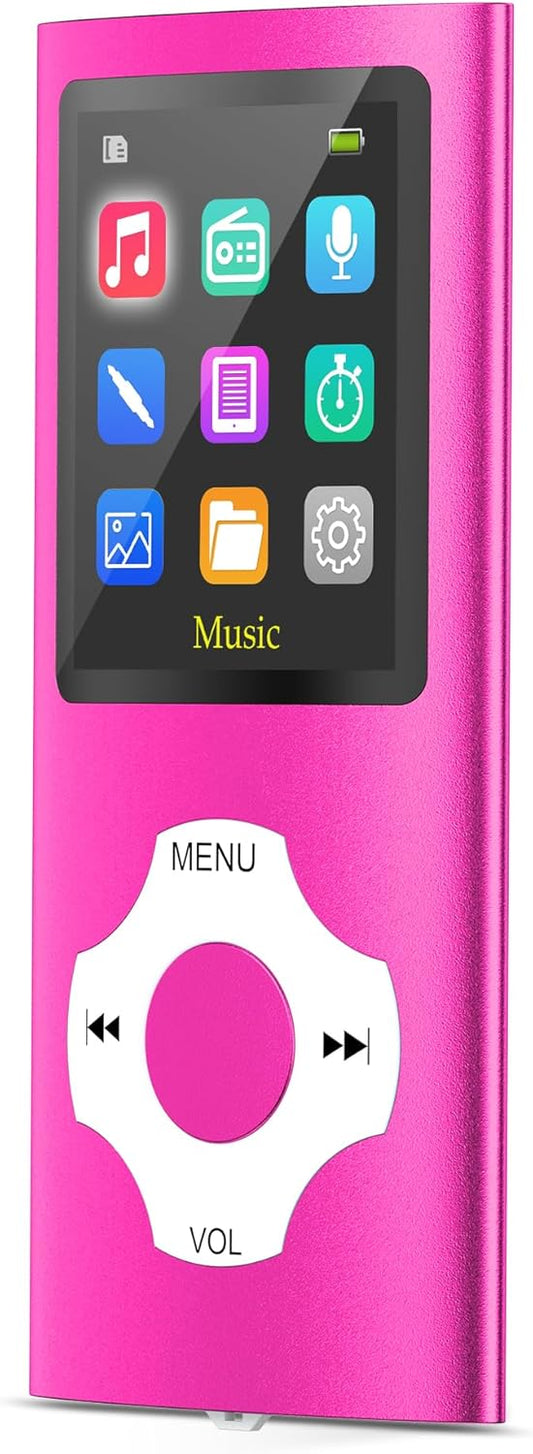 MP3 Player, AUOKING MP3 Player with 32GB, Hi-Fi Lossless Sound, Voice Recorder, E-Book and FM Radio Recorder, Supporting Expandable Memory up to 128GB(Pink)