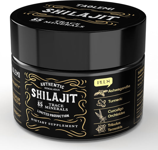 Shilajit Pure Himalayan Organic, Taolemi 46g Jar Natural Shilajit Resin for Men & Women, 85+ Trace Minerals & Fulvic Acid, Pure Himalayan Extract, Natural Energy and Vitality Enhancer, 760MG, 62.5 Ser