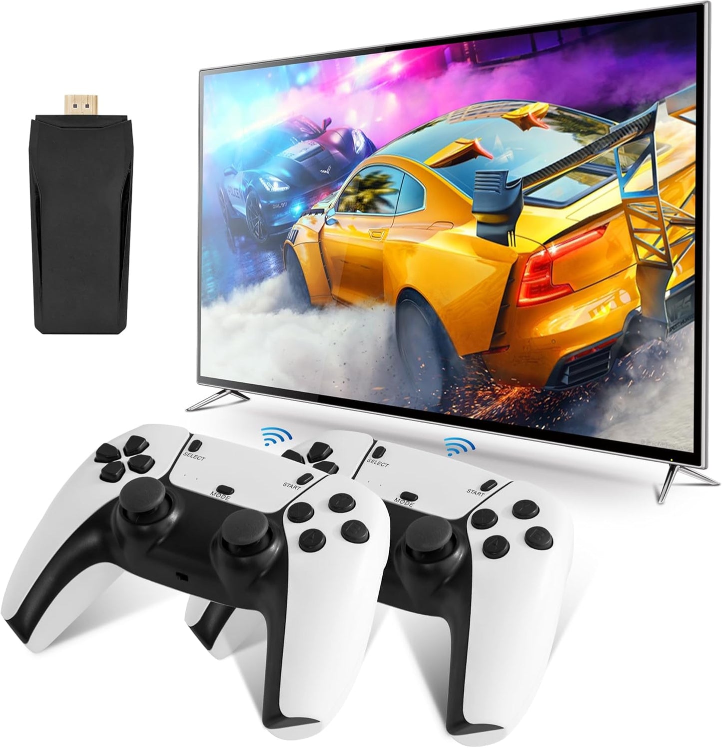 MSCFIT Retro Game Console, Plug & Play TV Gaming Console with 20,000 Built-in Games, 64GB, 4K HDMI Output, 9 Iconic Emulators, 2.4G Wireless Controllers, White