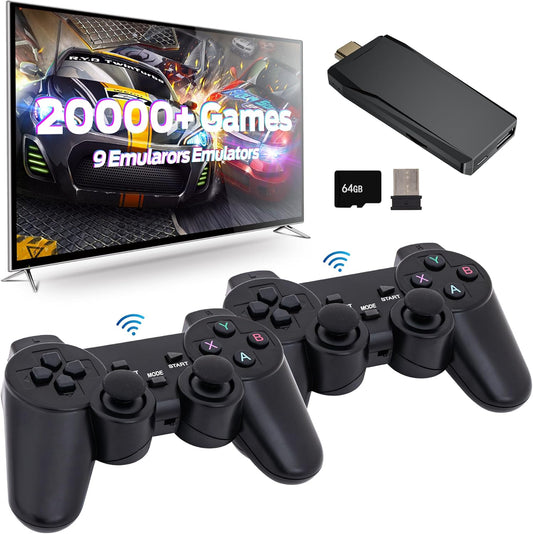 Retro Game Console, Wireless Retro Game Console, Plug & Play Video TV Game with 20000+ Built-in Games, 4K HDMI Output, and 2.4GHz Wireless Controller, 9 Classic Emulators