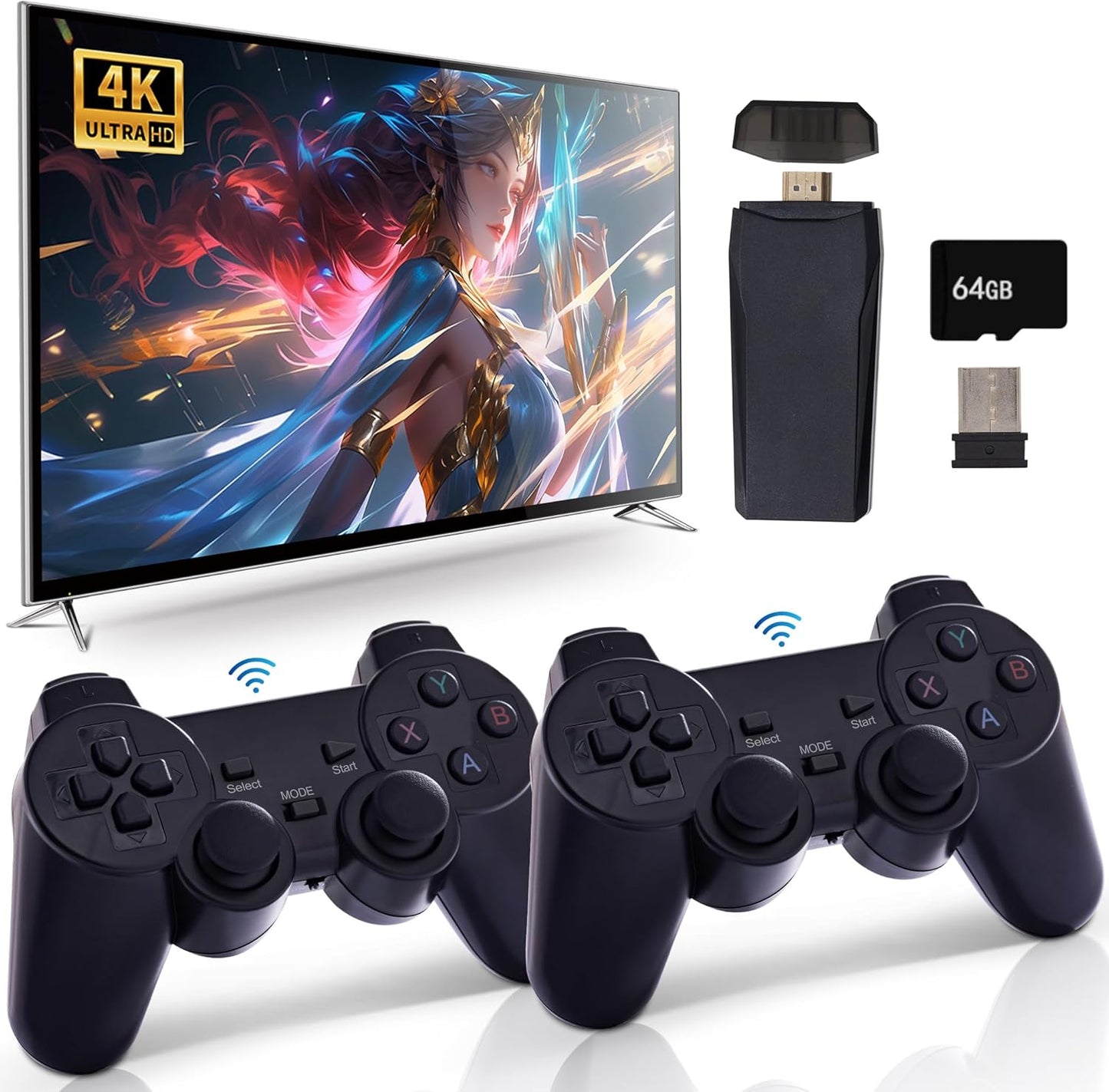 Game Console, Wireless Retro Gaming Console, 23000+ Games & 9 Emulators Built in, Plug and Play Video Games Wireless Controllers