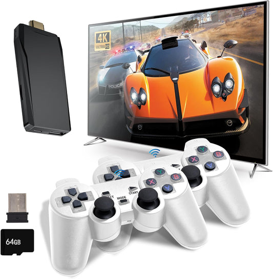 Retro Game Console, Wireless Retro Game Console, Plug and Play Video Game Console Built in 20000+Games, 4K HDMI Output,9 Classic Emulators, Dual 2.4G Wireless Retro Game