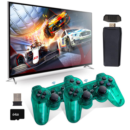 MSCFIT Retro Game Console, Plug & Play TV Gaming Console with 20,000 Built-in Games, 64GB, 4K HDMI Output, 9 Iconic Emulators, 2.4G Wireless Controllers, Green