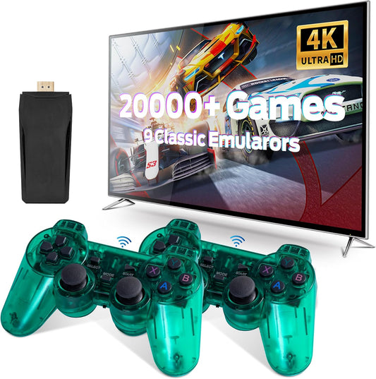 Retro Game Console, Wireless Retro Game Console, Plug & Play Video TV Game with 20000+ Built-in Games, 4K HD Output, and 2.4GHz Wireless Controller, 9 Classic Emulators