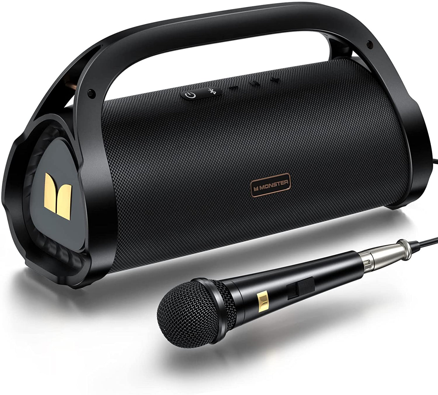 Monster Adventurer Max Bluetooth Speakers, IPX7 Waterproof Outdoor Bluetooth Speakers, Active Extra Bass, Fast Charging, with Microphone, Suitable for Beach, Parties, Gym, Black.