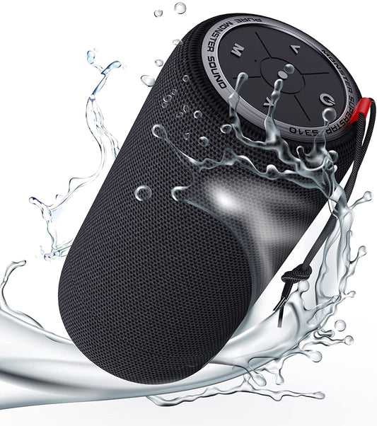 Monster S310 Upgraded Bluetooth Speaker, Portable Bluetooth Speaker, 30W True Wireless Stereo Pairing Deliver Dynamic Sound, IPX6 Waterproof, Bluetooth 5.2 Built-in Mic, 24H, for Family Outdoor Black
