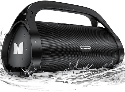 Monster Adventurer Max Portable Bluetooth Speakers, IPX7 Waterproof Outdoor Bluetooth Speakers with Double Subwoofer, 60W Stereo Sound and Rich Bass, Wireless Bluetooth Speakers for Home, Party, Beach