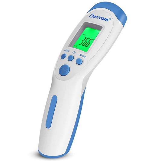 Thermometer,Non-Contact Infrared Forehead Thermometer,1 Second Reading,Fever Alarm with LED Display 3 Colors Backlight,3 Modes,Can Store 32 Groups of Data, Record Data, Suitable for Family Adults