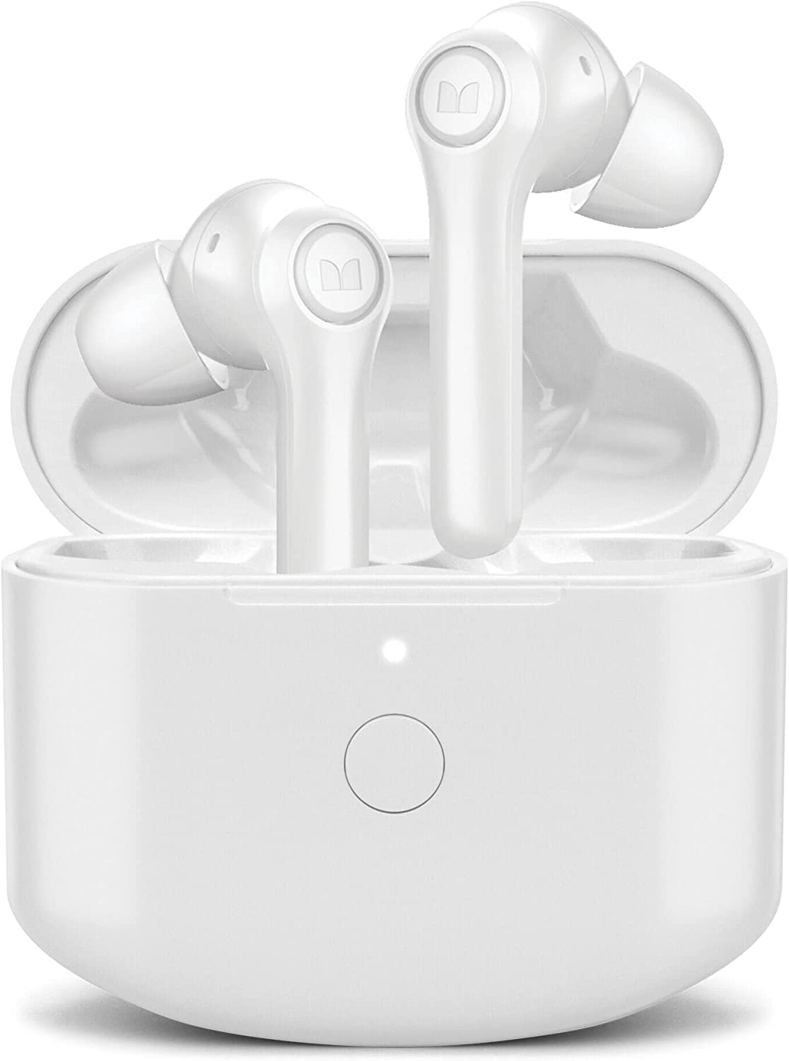 Monster Verse True Wireless Earbuds with Charging Case, Bluetooth 5.0 in-Ear Stereo Headphones, Built-in Mic for Clear Calls, USB-C Quick Charge (White)