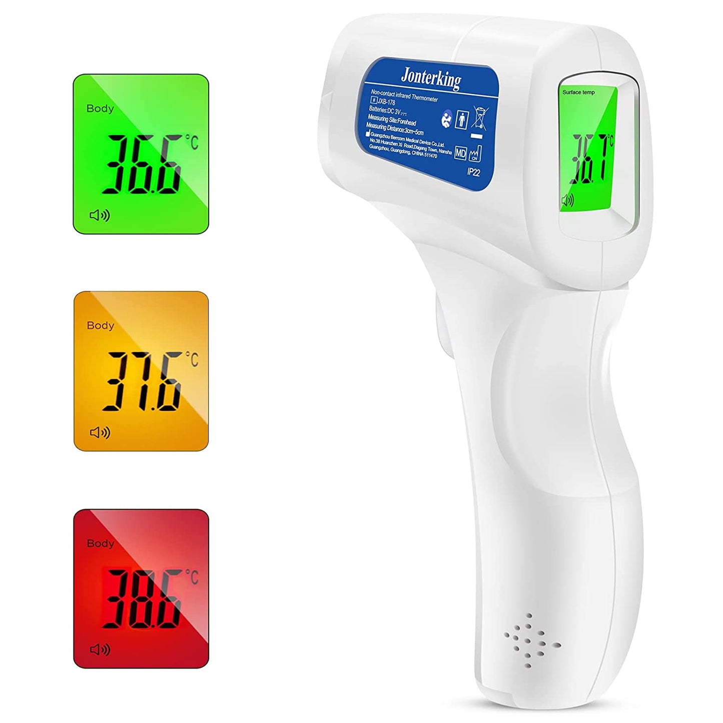 Thermometer,Non Touch Medical Forehead Thermometer,1 Second Reading,3 Modes Measure The Temperature of Body,Surface,Room,with LED Display 3 Color Backlight Fever Alarm,for Adult and Kids
