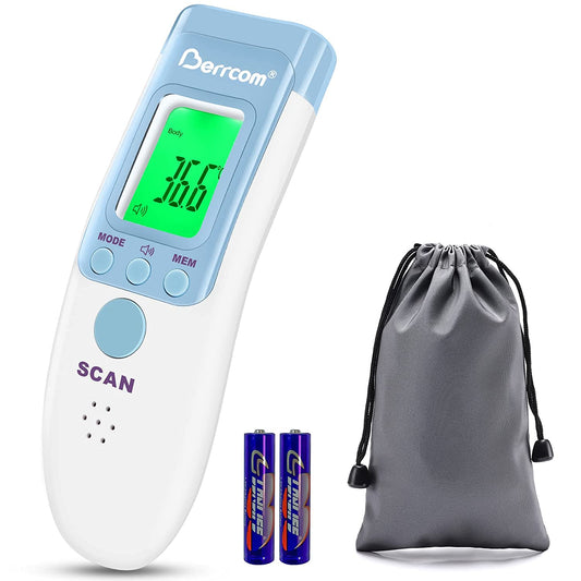 Thermometer,Non Contact Digital Infrared Forehead Thermometer, LED Display 3 Color Backlight Fever Alarm,3 Modes Measure The Temperature of Body,Surface and Space,for Adults,Babies,Pregnant Woman